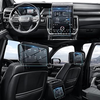 BIBIBO 5Pcs for 2025 2026 GMC Yukon Screen Protector 2025-2026 GMC Yukon 16.8"Navi /12.6" Rear-Seat Screen /11"Dashboard /8"Rear Screen [Tempered Glass Anti-Scratch Ultra-Clear] GMC Yukon Accessories 2025 16.8"+12.6"+11"+8"