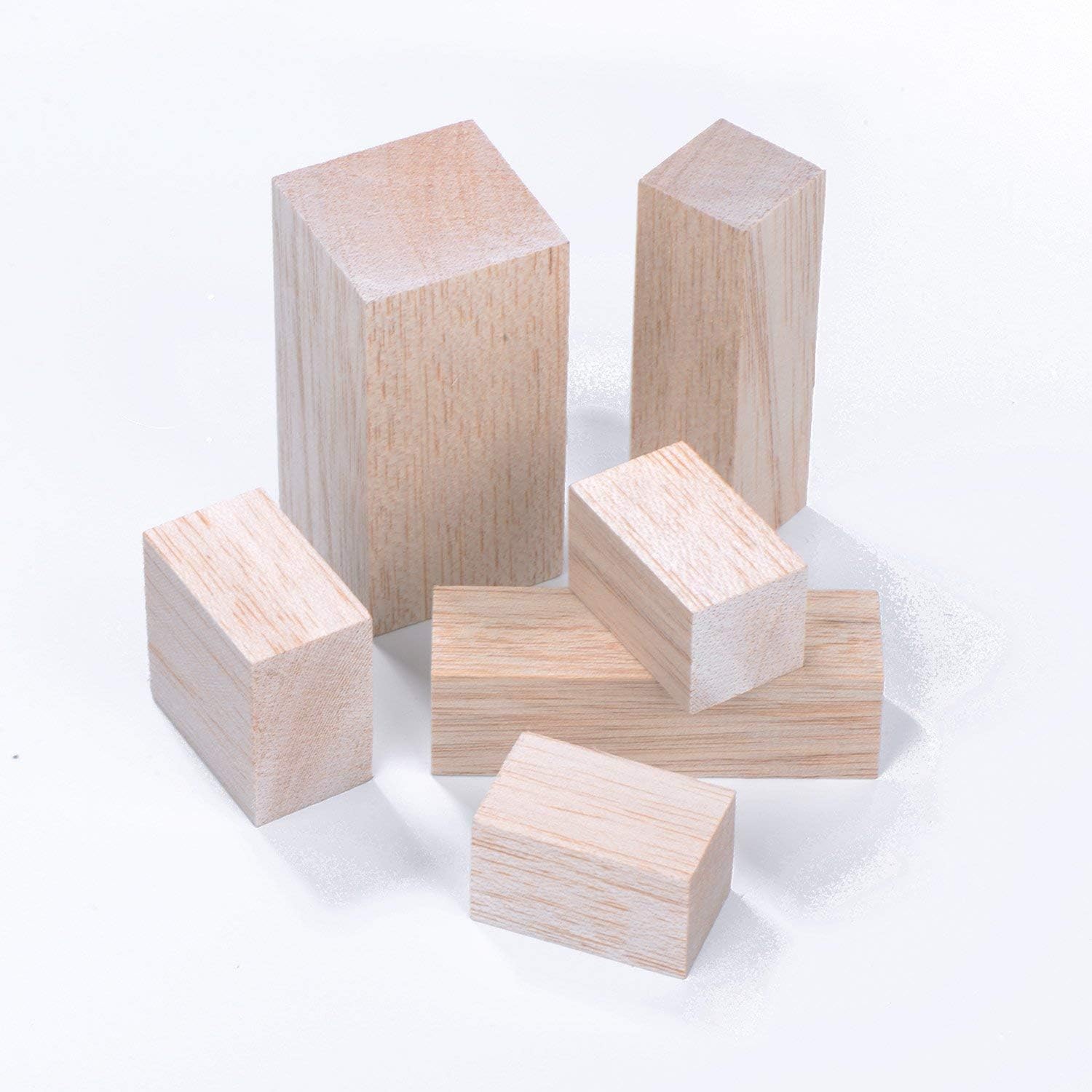 12 Pieces Unfinished Balsa Wood Mini Carving Blocks, 4 Sizes, 50 x 50 x 100 mm, 30 x 30 x 100 mm, 30 x 30 x 50 mm, 50 x 30 x 50 mm