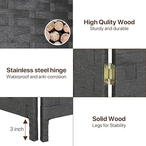 Miniatura 4 de Divisores de habitación y pantallas de privacidad plegables, 4 paneles de 6 pies, divisor de separación de habitación portátil plegable de 6 pies,