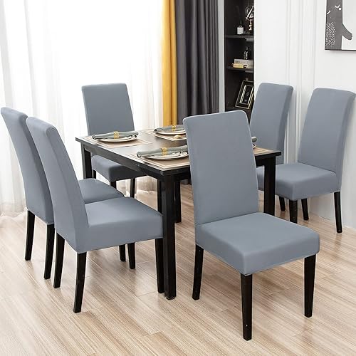 Miniatura 2 de Juego de 4 fundas para sillas Parsons de comedor, elásticas, de color liso, extraíbles y lavables, fundas protectoras para sillas de cocina,