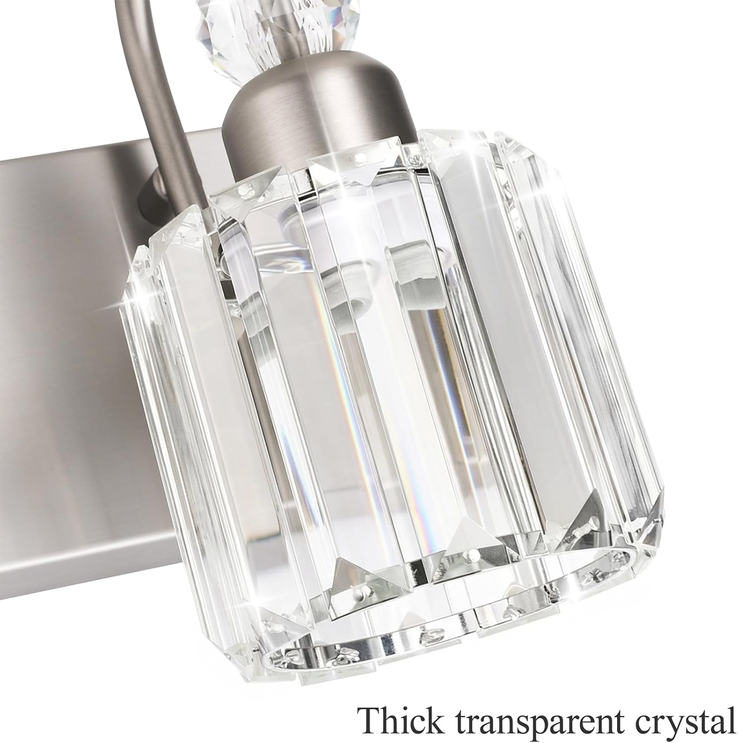Ralbay 4-Light Crystal Vanity Light for Bathroom Brushed Nickel Modern Bathroom Light Fixtures
