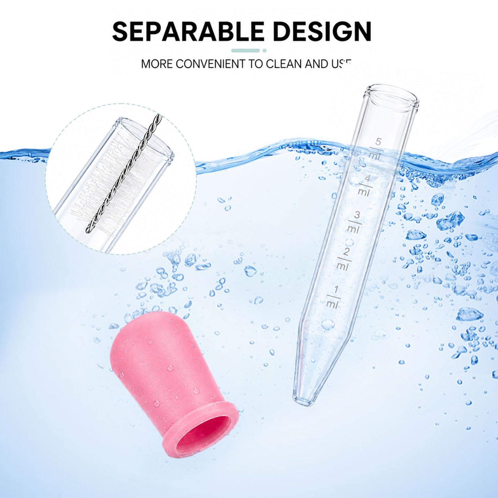 33er-Set Liquid Dropper, Plastik Pipetten Set mit 30 Pipette 5ml und 3 Reinigungsbürste Bunte Graduierte Silikon Pipetten Klein Tropfpipette Transparente für Gemälde Pflanze Süßigkeitenformen