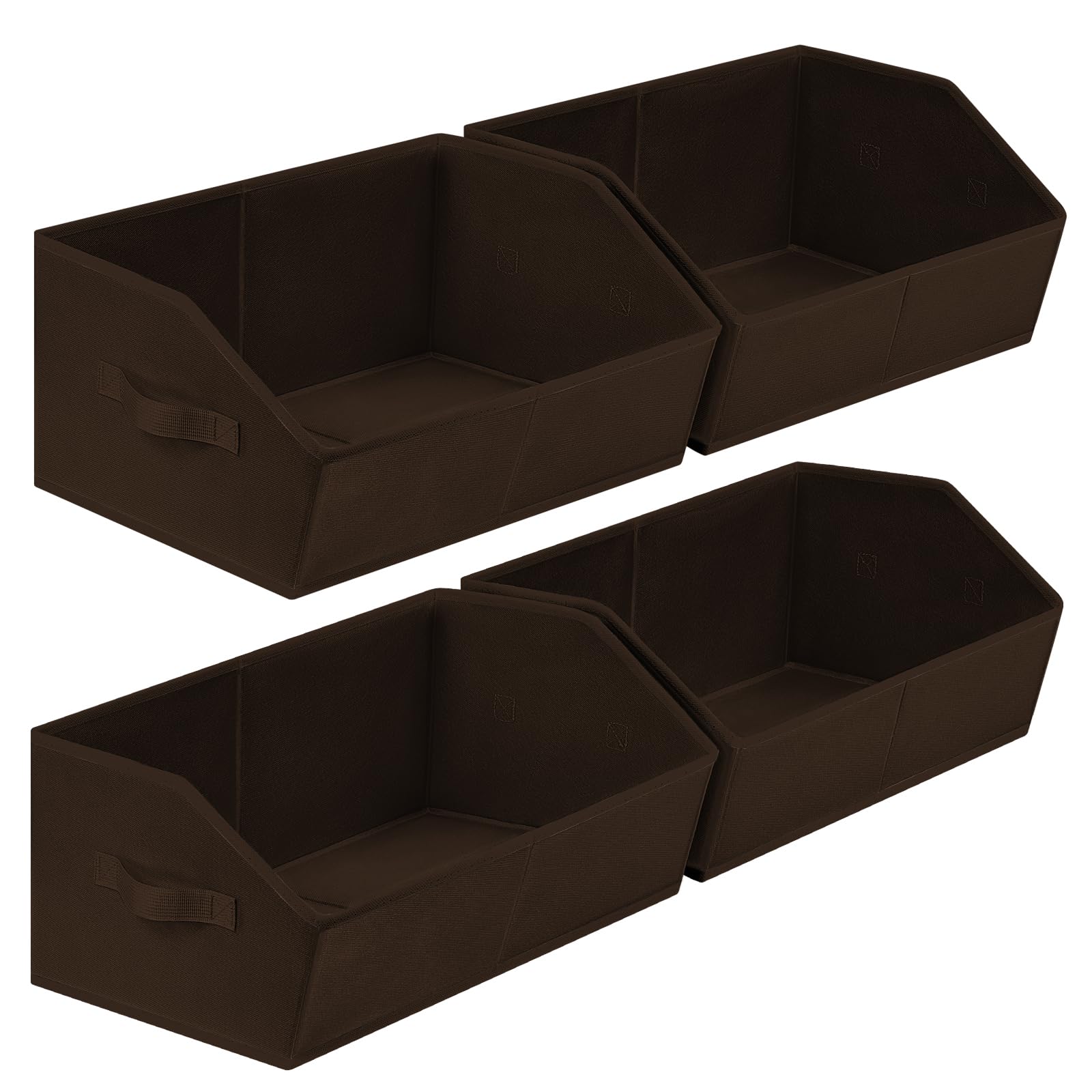 Homsorout Closet Baskets for Shelves Trapezoid - Decorative Storage Baskets with Handle, Closet Bins for Organization, Shelf Storage Bins for Clothes, Books, Home, Office, 4 Pack, Brown