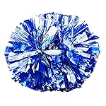 Hooshing 6PCS Blue and Silver Pom Poms Cheerleading Metallic Cheer Pom Poms with Baton Handle for Team Spirit Sports Dance Cheering Kids Adults