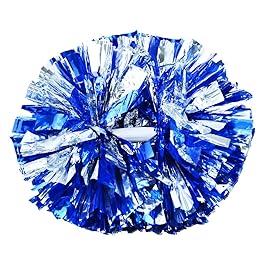 Hooshing 6PCS Blue and Silver Pom Poms Cheerleading Metallic Cheer Pom Poms with Baton Handle for Team Spirit Sports Dance Cheering Kids Adults