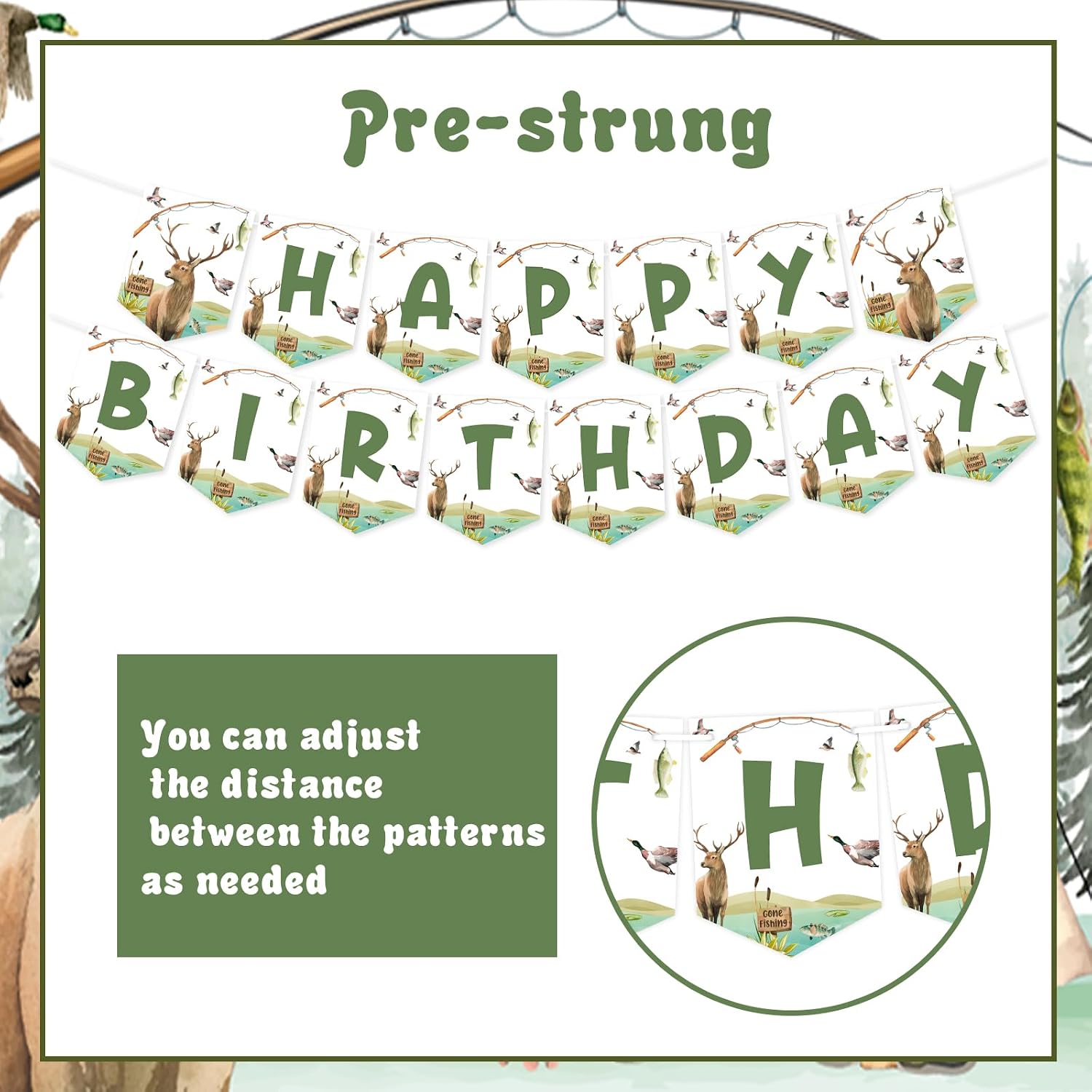Hunting and Fishing Birthday Decorations Boy - Gone Hunting Fishing Birthday Supplies, Hunter Fisherman Happy Birthday Party Supplies for Camping Duck Fish 1st 2nd 3rd Party