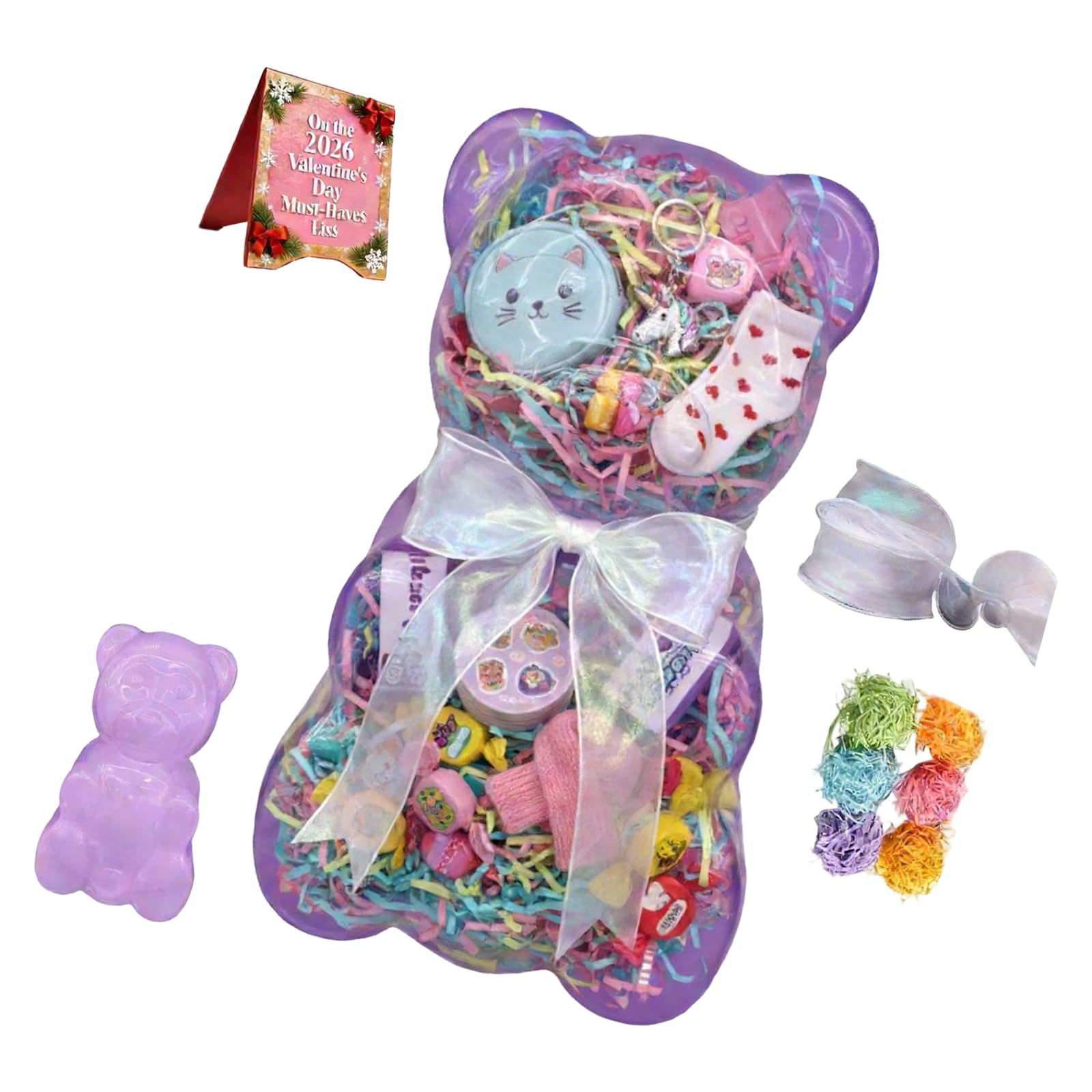 TFAOYS Festives Bear Themed Candy Container with Bowknot Ribbon Gift Box Dispenser for Party Gift and Sweet Treats Wedding Candy Box