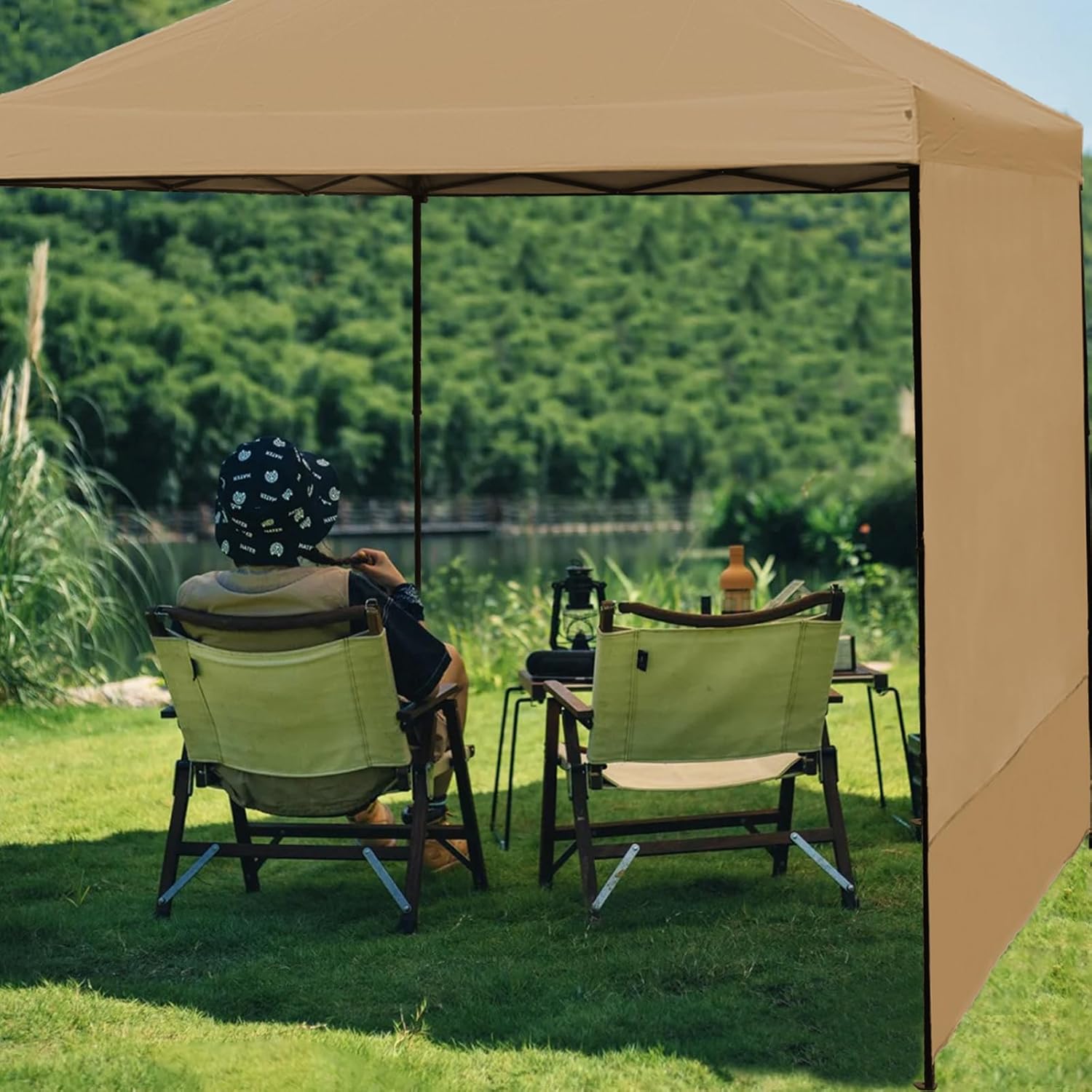 Canopy Sunwall Sidewall Gazebos Tent Waterproof for 10x10ft Pop up Canopy Straight Leg Gazebos Outdoor Instant Canopies 1 Pcs Khaki Canopy Sidewall Only