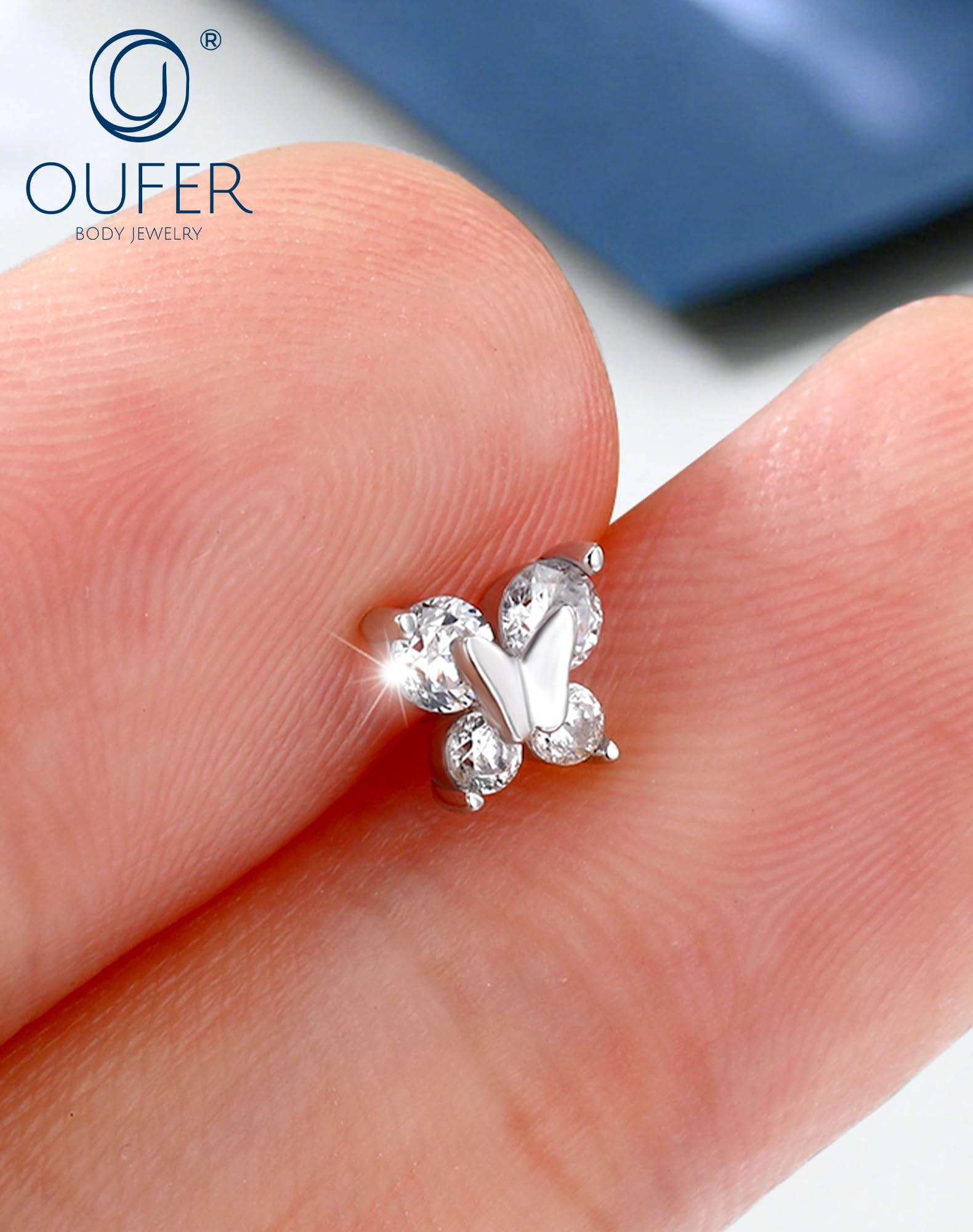 OUFER Piercing Nez 925 Argent Sterling Nose Piercing Jewellery L-Forme 20G Percing au Nez 7mm Vis Minimaliste CZ Transparent Bijoux pour Nostril pour Femmes - 5