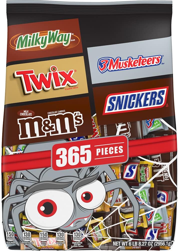M&M'S, SNICKERS, TWIX, MILKY WAY & 3 MUSKETEERS Individually Wrapped Bulk Candy Assortment, 104.27 oz Bag