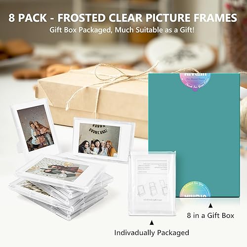 Vista 43 de Paquete de 8 mini marcos de fotos de 2 x 3 para Fuji Instax Mini de 3 pulgadas/Polaroid de 3 pulgadas, para pantalla de escritorio, marco de fotos