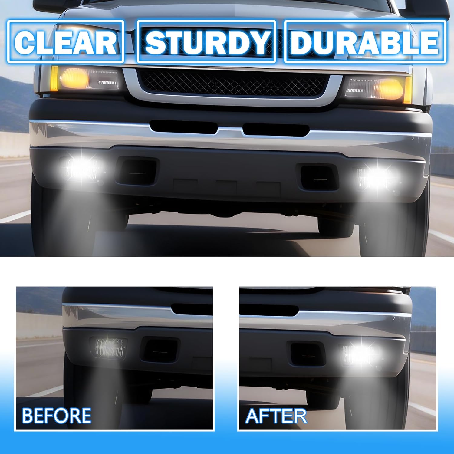 LED Fog Lights w/DRL Fit for 2003-2007 Chevy Silverado All Models/ 2002-2006 Chevy Avalanche With Daytime Running Light And Turn Signal Light- A Pair