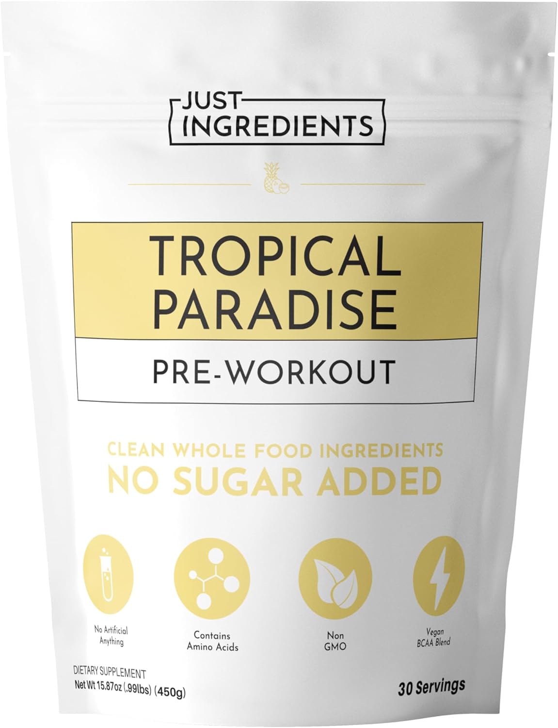 Pre-Workout Tropical Paradise | 30 Servings | Powder | Made with Real Food Ingredients | Gluten-Free | No Artificial Sweeteners or Preservatives | Supports Energy and Endurance