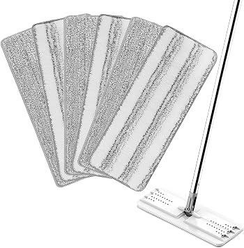 Mop Replacement Pads for JOYMOOP Flat Mop or Mop Bucket Set - Microfiber Flat Mop Pads 13" x 4.9" Squeeze Flat Floor Mop - Washable Mop Head Replacement 3+3 Pack