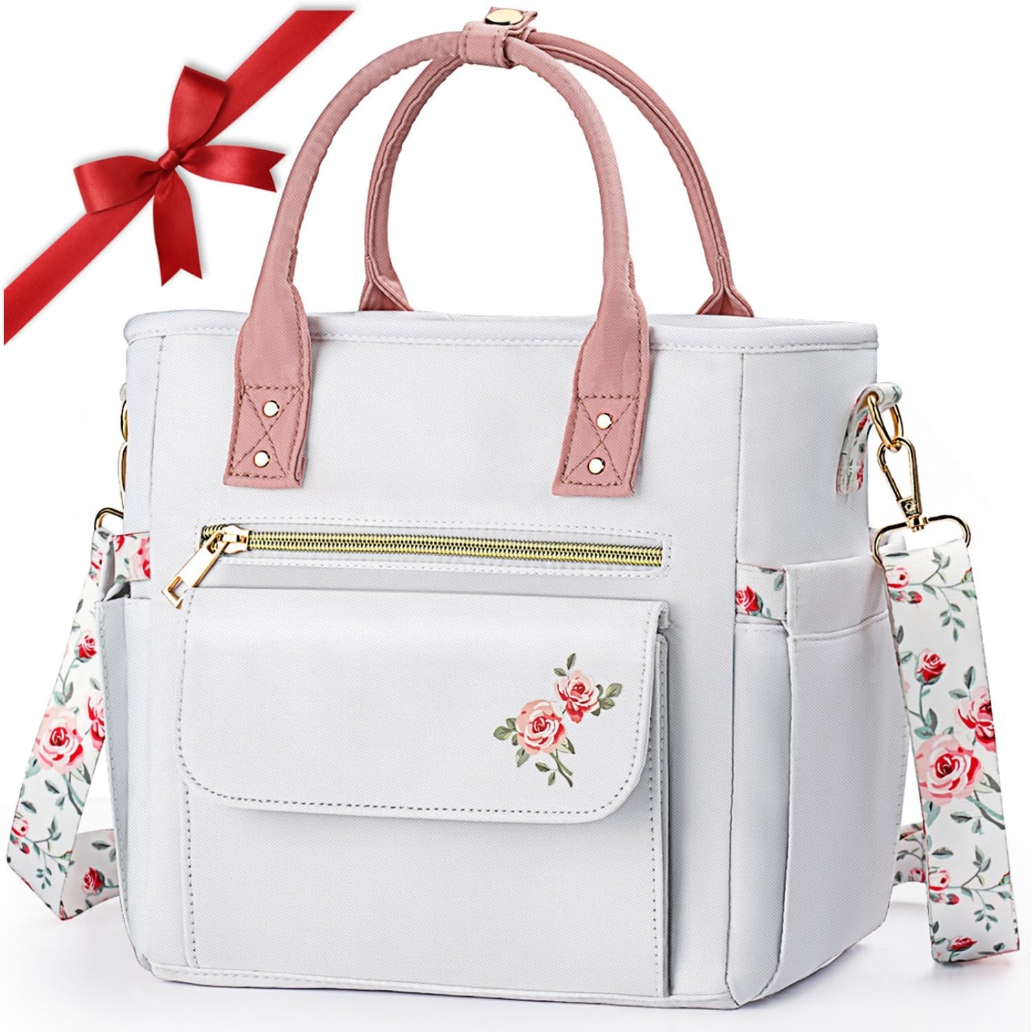 GLORIEROO Deluxe Insulated Lunch Box Bag Women - Leakproof Waterproof Cooler with Multi Pockets Removable Strap for Work Picnic - Teacher Mothers Day