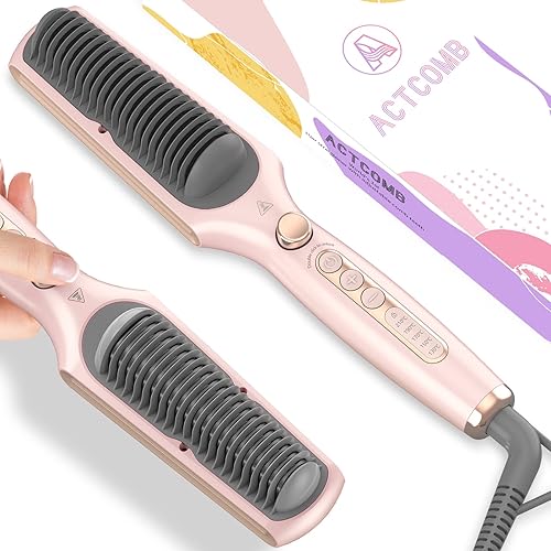 Cepillo alisador de pelo alisador de pelo ActComb con peine ajustable peine alisador de pelo mejorado de iones negativos para peinar el cabello