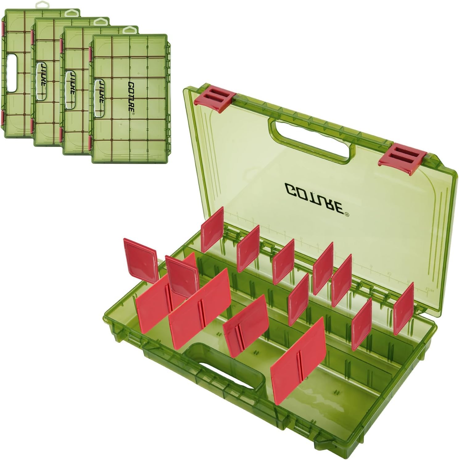 Goture Verdickte Köderbox Angeln 3700 - Transparente Angelbox mit Messlineal, Verstellbaren Trennwänden & Rutschfesten Doppelverschlüssen für Angelzubehör | Ergonomischer Griff (Option)