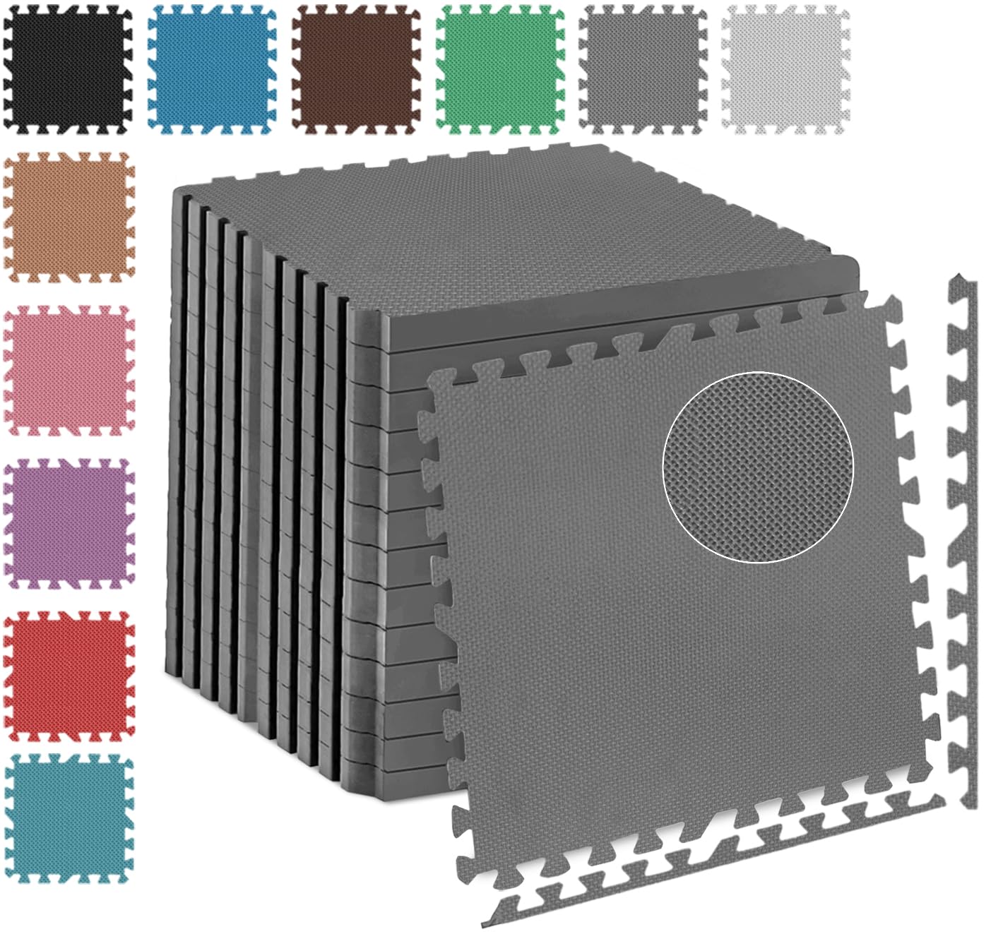 Fk Sports 25mm Extra Thick Gym Flooring Mat, 60x60cm, Cross Pattern (Grey, 8pcs | 32 sq.ft) Non-Skid mats, Soft Cushion EVA Rubber Foam, Interlocking Puzzle Floor Tiles, for Home Yoga Workout โ image 1