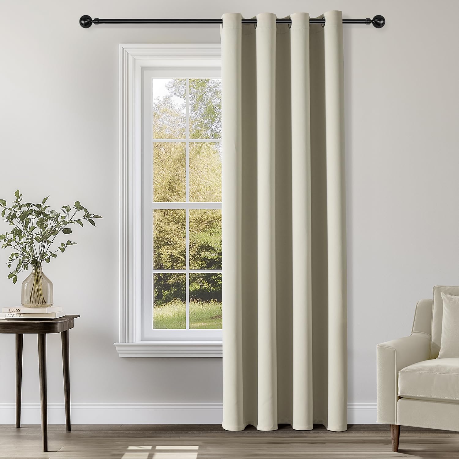 ChrisDowa Grommet Blackout Curtains for Bedroom - Thermal Insulated Room Darkening Curtains for Living Room (1 Panel Set, Beige,52W x 72L)