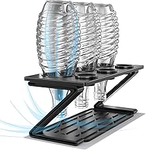Newaner Flash Holder for Sodastream, 3 Drip Holders with Removable Drip Tray and Lid Holder, Drip Stand for Soda Stream Crystal and Emil Bottles, Refuse to Scratch (Black)