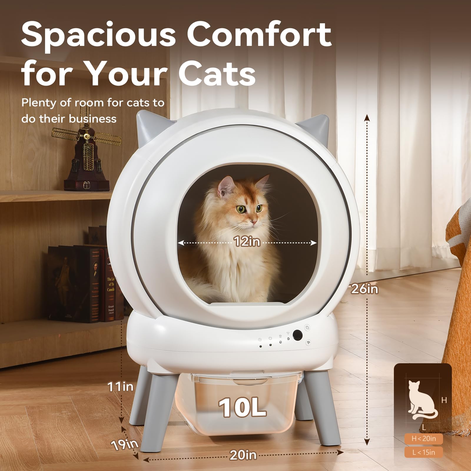 Self Cleaning Litter Box: Automatic Litter Box Self Cleaning for Multiple Cats Auto Robot with Dual Safety Protection, Large Openning Odor-Control with Mat - image 5