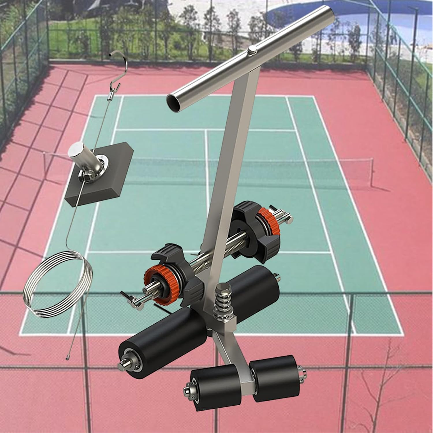 Hand Pushed Floor Tape Applicator, Playing Field Line Striping Machines Basketball Court Stencil Kit, Width Adjustable Can Draw The Lines and Circles You Want(