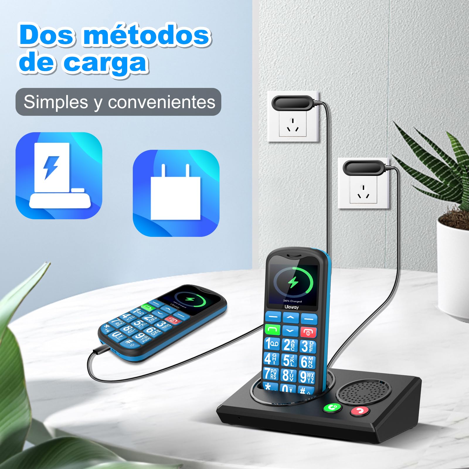 CHAKEYAKE Teléfono Móvil para Mayores 4G Libre, Teléfono para Personas Mayores con Teclas Grandes, Bluetooth y Base de Carga, Volumen Alto, Botón SOS, Marcación Rápida, Radio FM