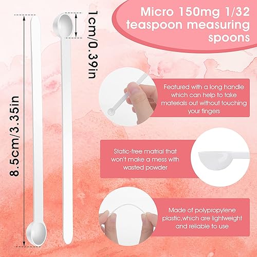 Miniatura 2 de Prasacco 32 cucharaditas de 132 cucharaditas de 0.15 mL mini cucharas medidoras micro cucharadas para frascos pequeña cuchara de plástico para