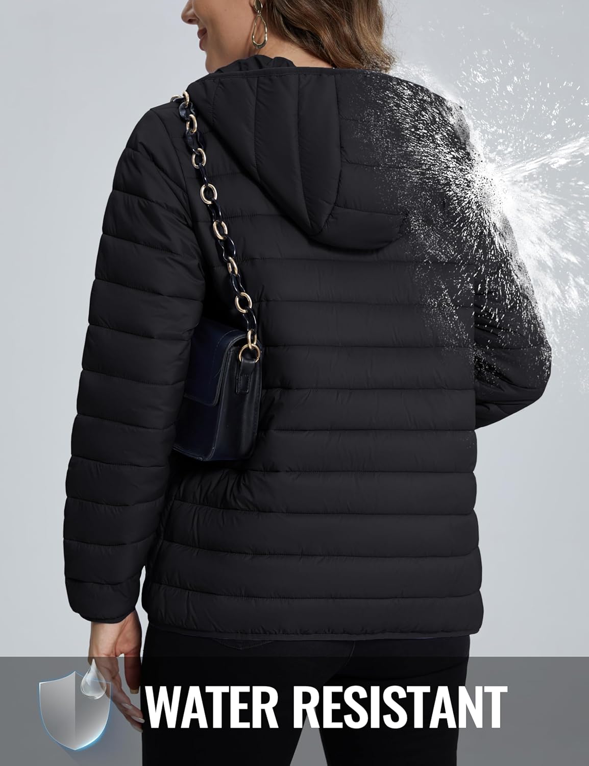 TACVASEN Women's Lightweight Puffer Jacket with Hood Pockets Quilted Padded Full-zip Water-Resistant Winter Coat - Image 4