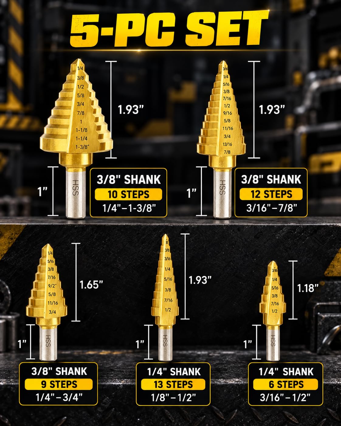 COMOWARE Step Drill Bits - Metal & More -3