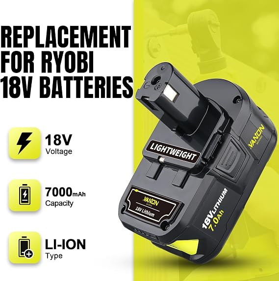 VANON 2-Pack 7.0Ah Replacement for Ryobi 18V Battery P108