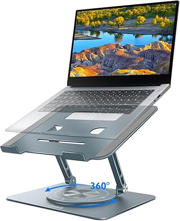 Coolwill Laptop Stand, 360 Rotating Aluminum Laptop Stand for Desk, Foldable Laptop Riser Holder, Ergonomic Computer Stand for Laptop Compatible with MacBook Air/All 10-16