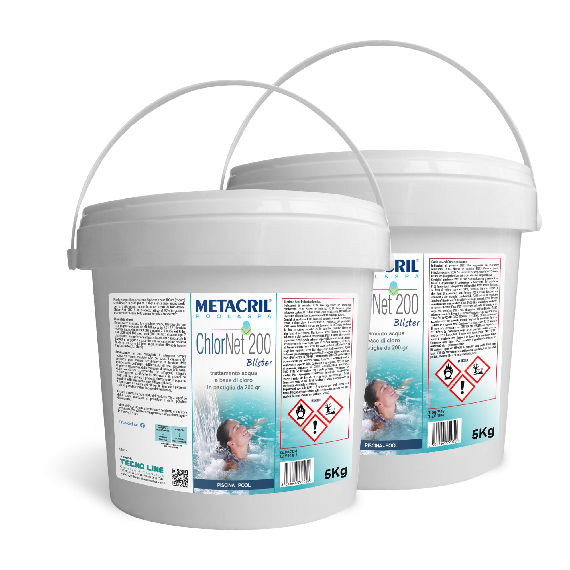 Metacril Chlor Net 200, Cloro en Tabletas Blister 200 gr - 10 KG (5+5)