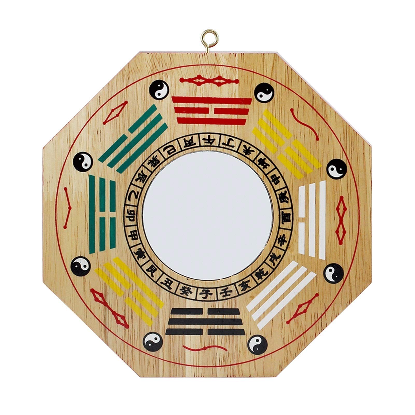 HDBCYUAZ Bagua Mirror Made of Natural Peach Wood， Chinese Feng Shui for Protection (Convex)(16cm)