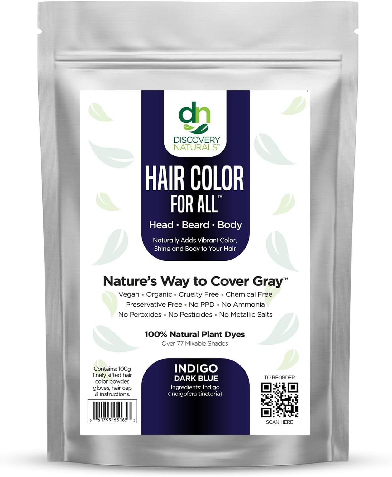 Indigo Dark Blue Hair Color For All Kit | 100% All Natural Hair Dye & Beard Dye Powder Kit Organic, Herbal & Vegan Chemical & Cruelty Free Permanent Gray Coverage & Tinting