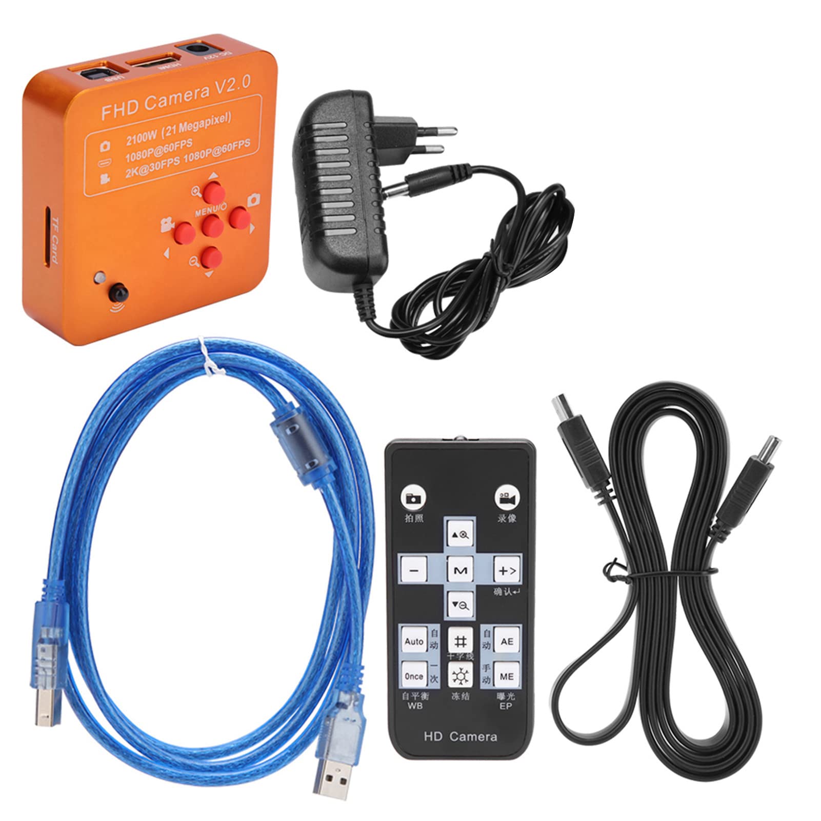 Cryfokt Kamera Mikroskopowa 21 MP z Mocowaniem Typu C, i USB – Kamera Wideo HD 2K/1080P z obsługą Kart TF i pilotem; Przeznaczona do Mikroskopów Przemysłowych, Monitorów, Pro