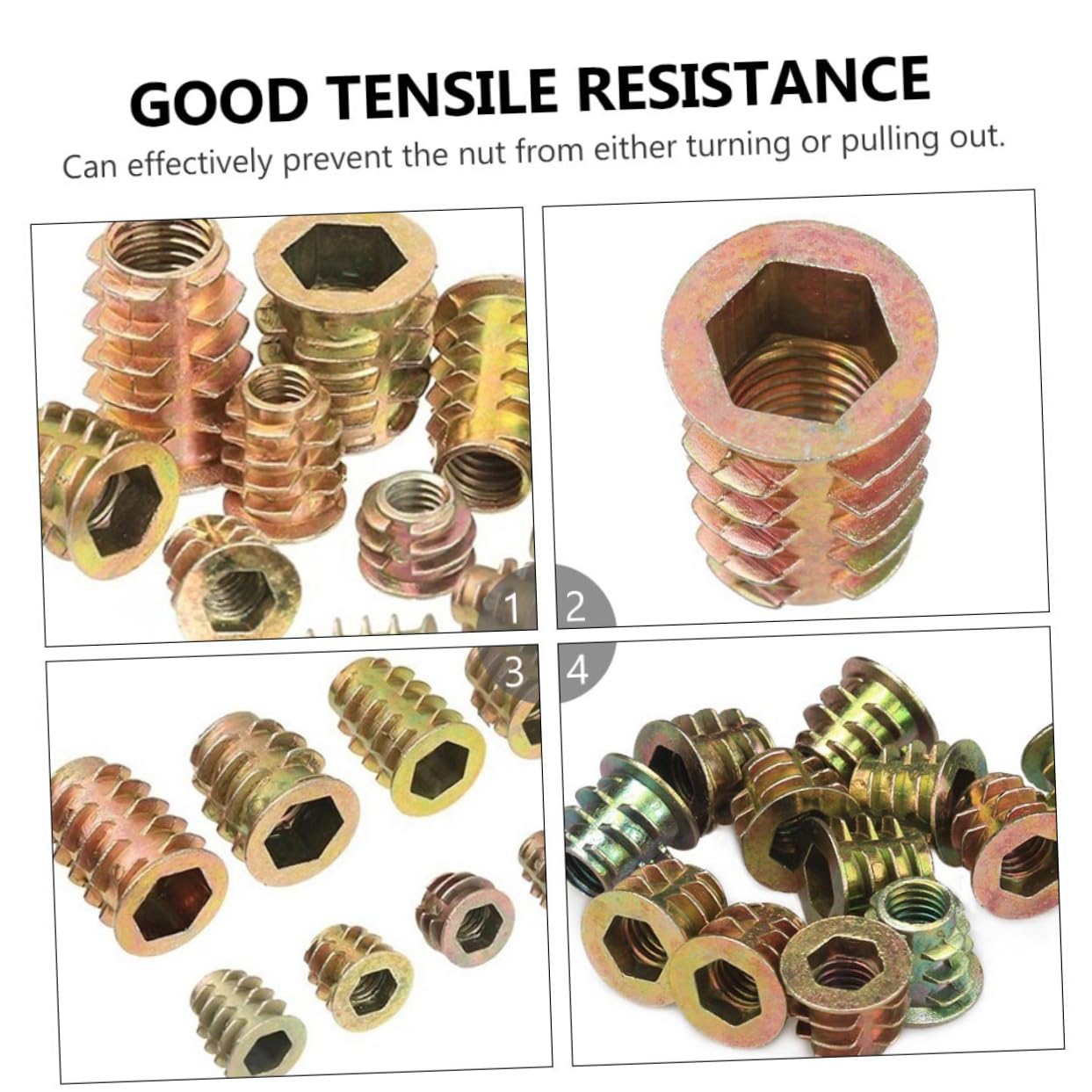 KICHOUSE 460pcs Nuts for Furniture Socket Threaded Inserts Easy Installation Prevents Splitting Smooth Surface Firm Reliable