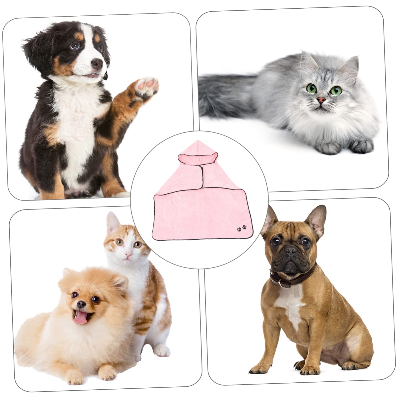 Toalla para Secar Mascotas Rosa de Coral Fleece, Secado Rápido | Gato y Perro, Fácil de Poner y Quitar, Wearable, Super Absorbente, Uso en Invierno Baño