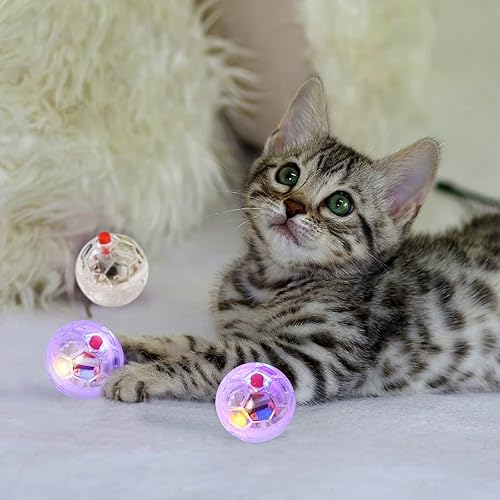 Miniatura 4 de Pelota de gato de caza fantasma de 4 piezas multicolor flash LED brillante interactivo bola juguetes para mascotas para perros gatos animales