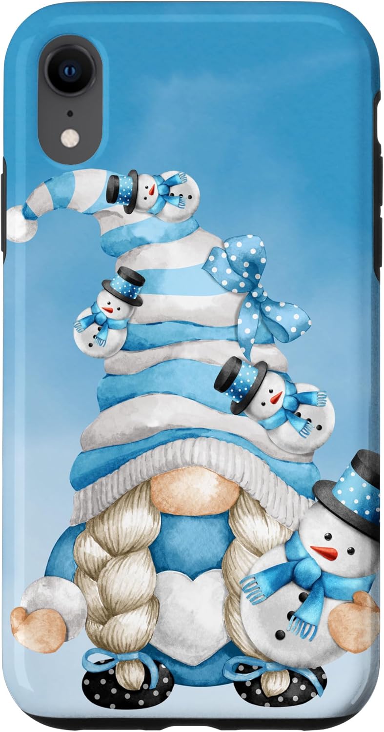 Cute Winter Gnome Mom For Women With Snowball And Snowman Case for iPhone XR