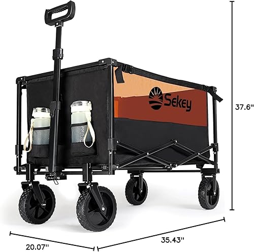 Miniatura 8 de Sekey - Carro plegable y colapsable con capacidad de peso de 150 kg, carrito de jardín plegable de uso intensivo con ruedas grandes para todas las