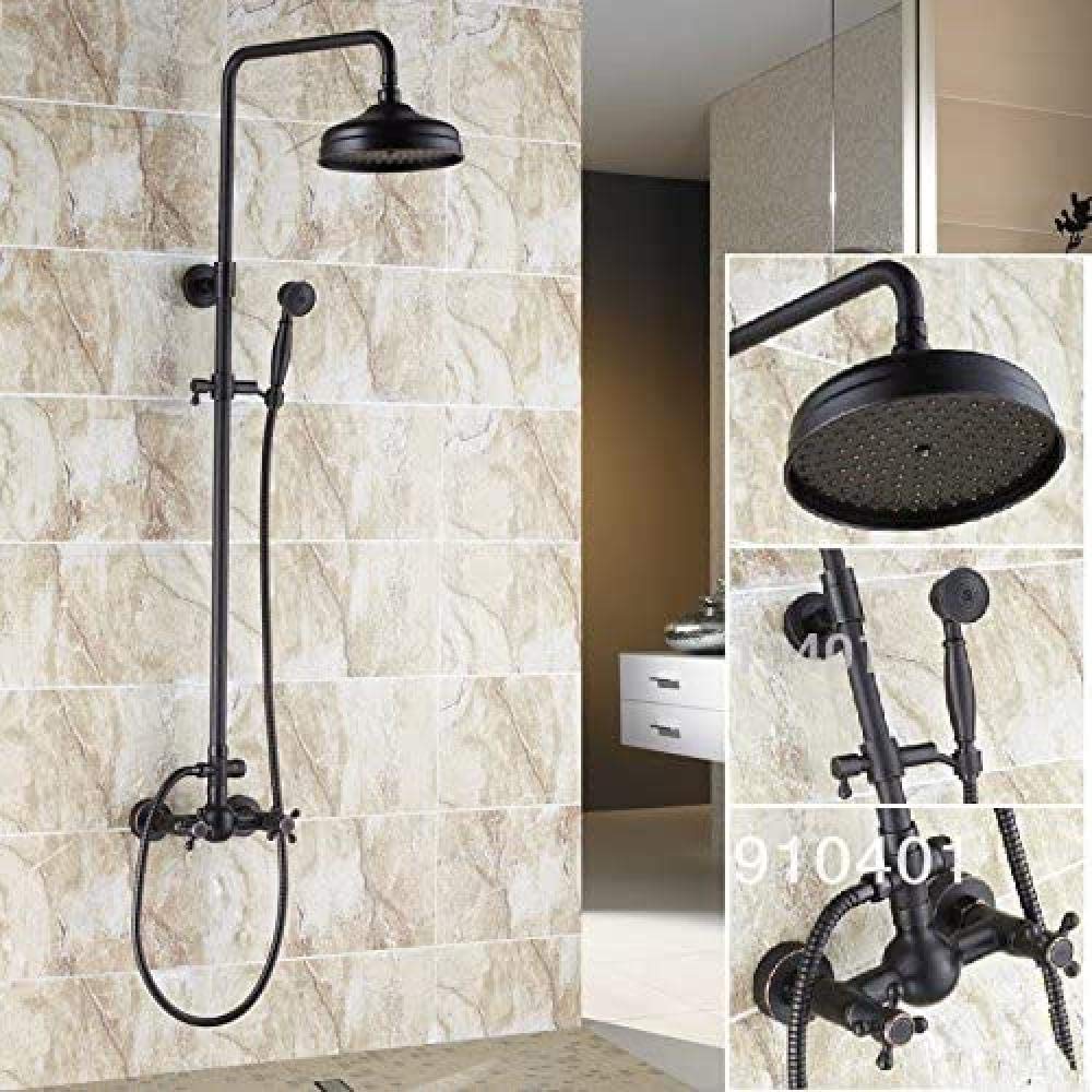 Valve de douche avec pommeau de douche pluie 8 et douchette bronze huilé