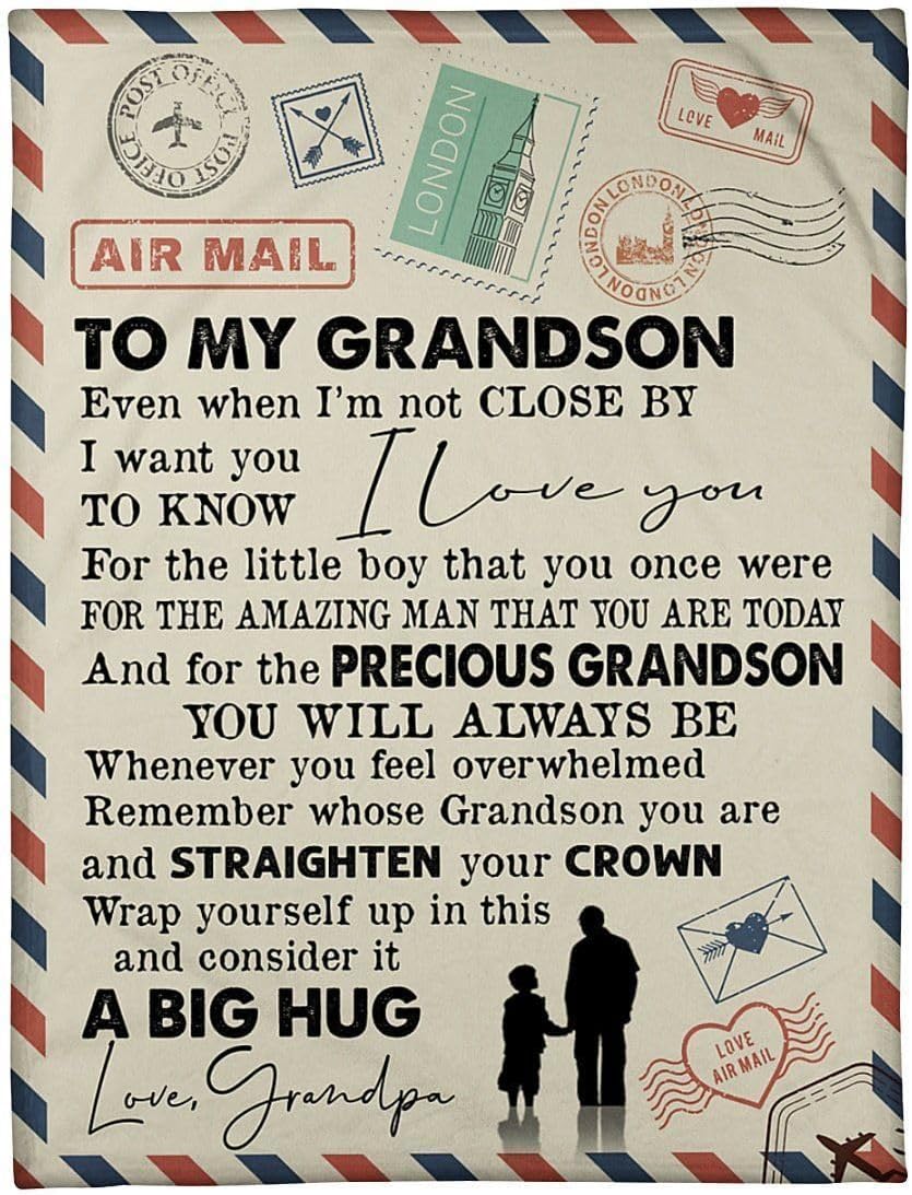 Personalized Letter Blanket to My Grandson - A Mi Hijo Blanket - Spanish Letter Blanket for Grandson Son - Spanish Blanket for Grandson from Grandpa Papa - Gifts for Christmas Birthday Thanksgiving