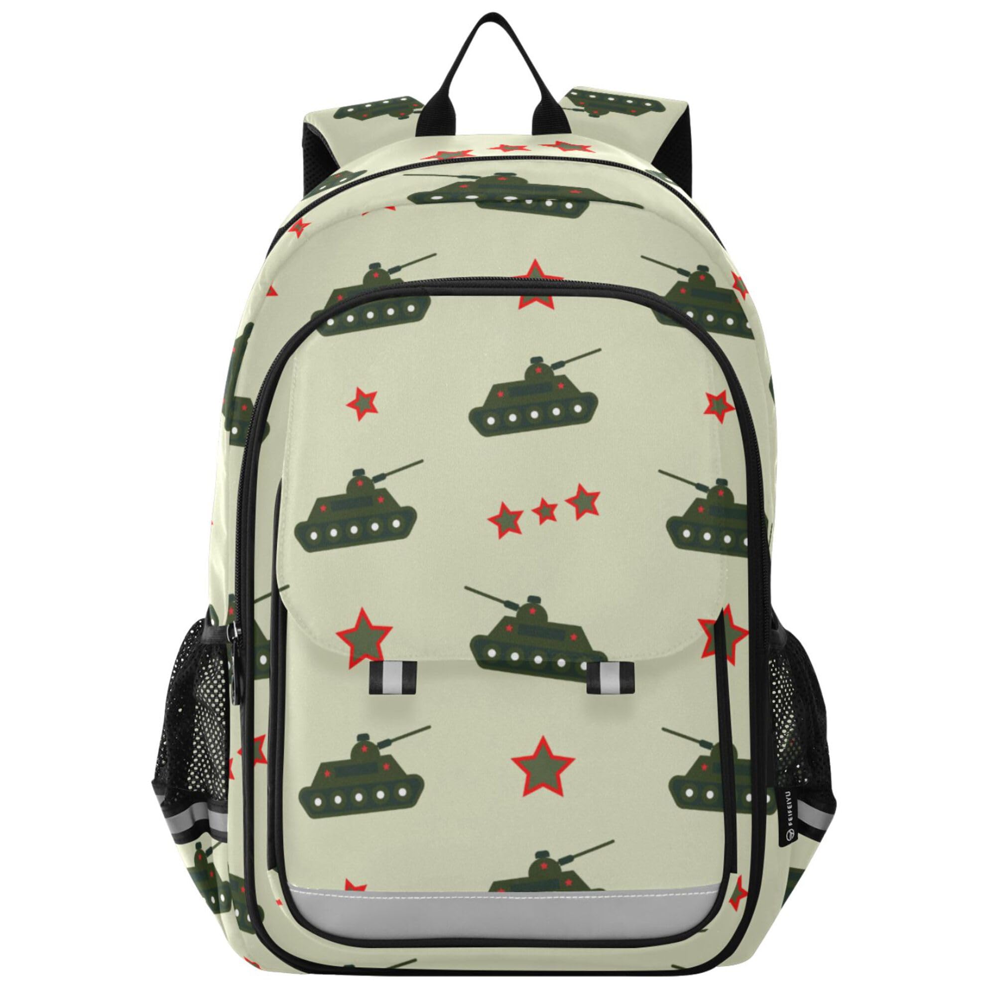 Fisyme Army Tanks School Backpack Laptop Backpack Bags Bookbag Travel Casual Computer Notebooks Daypack