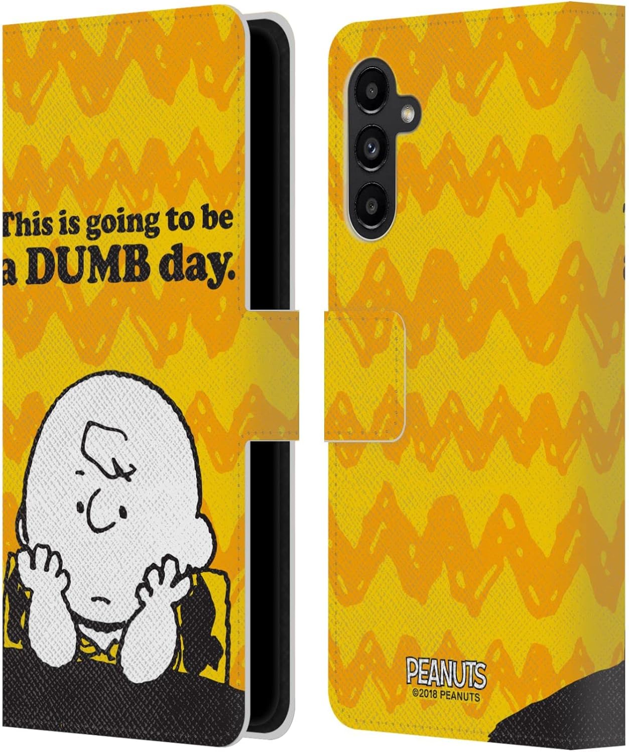 Head Case Designs Officially Licensed Peanuts Dumb Day Charlie Brown Leather Wallet Case Compatible with Samsung Galaxy A13 5G (2021)