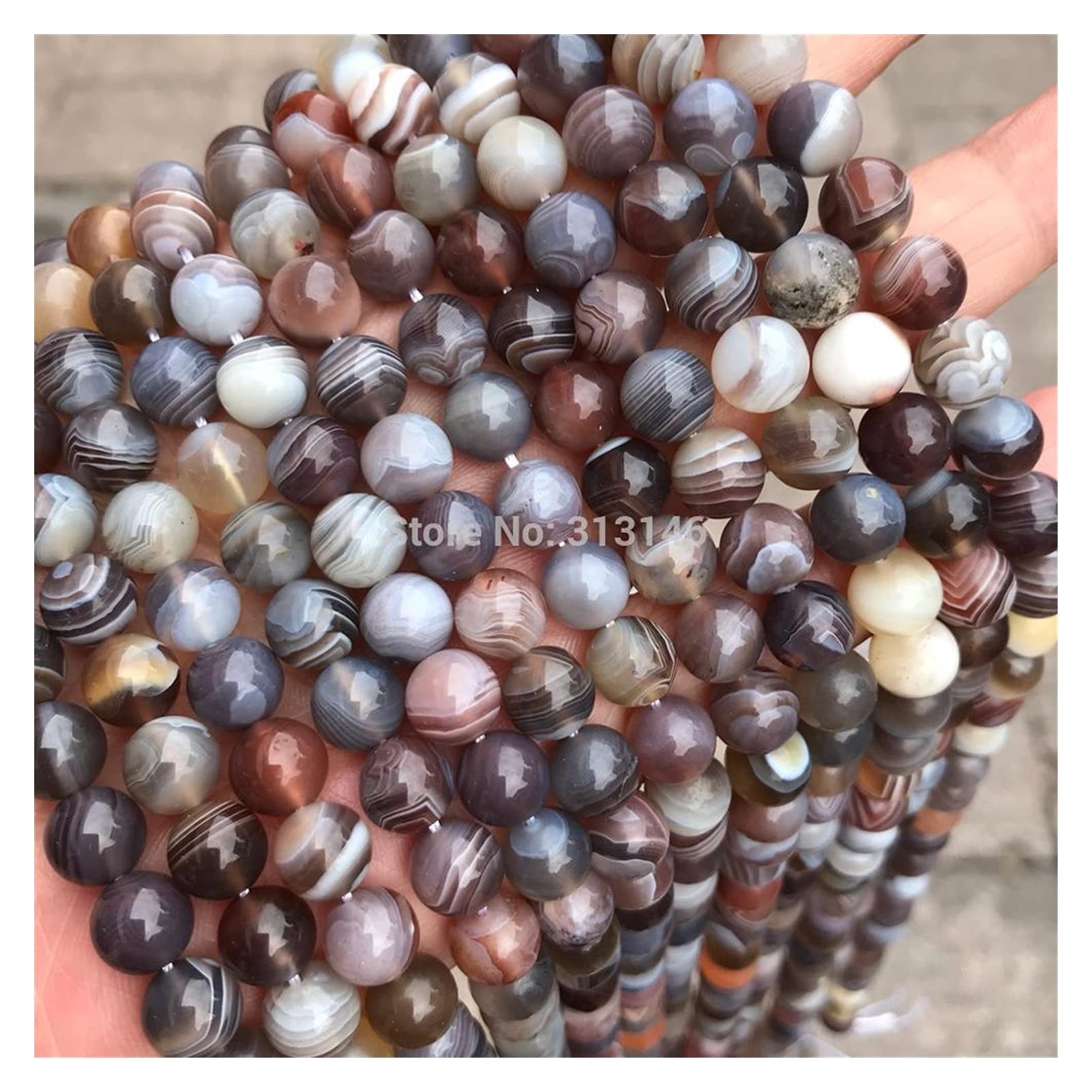 ZHBO 5A Grade Real Natural Beads,Healing Round Gem Full Strand Loose Beads Stone for DIY Bracelet Necklace Jewelry Making (Color : Botswana Sardonyx, Item Diameter : 6mm)