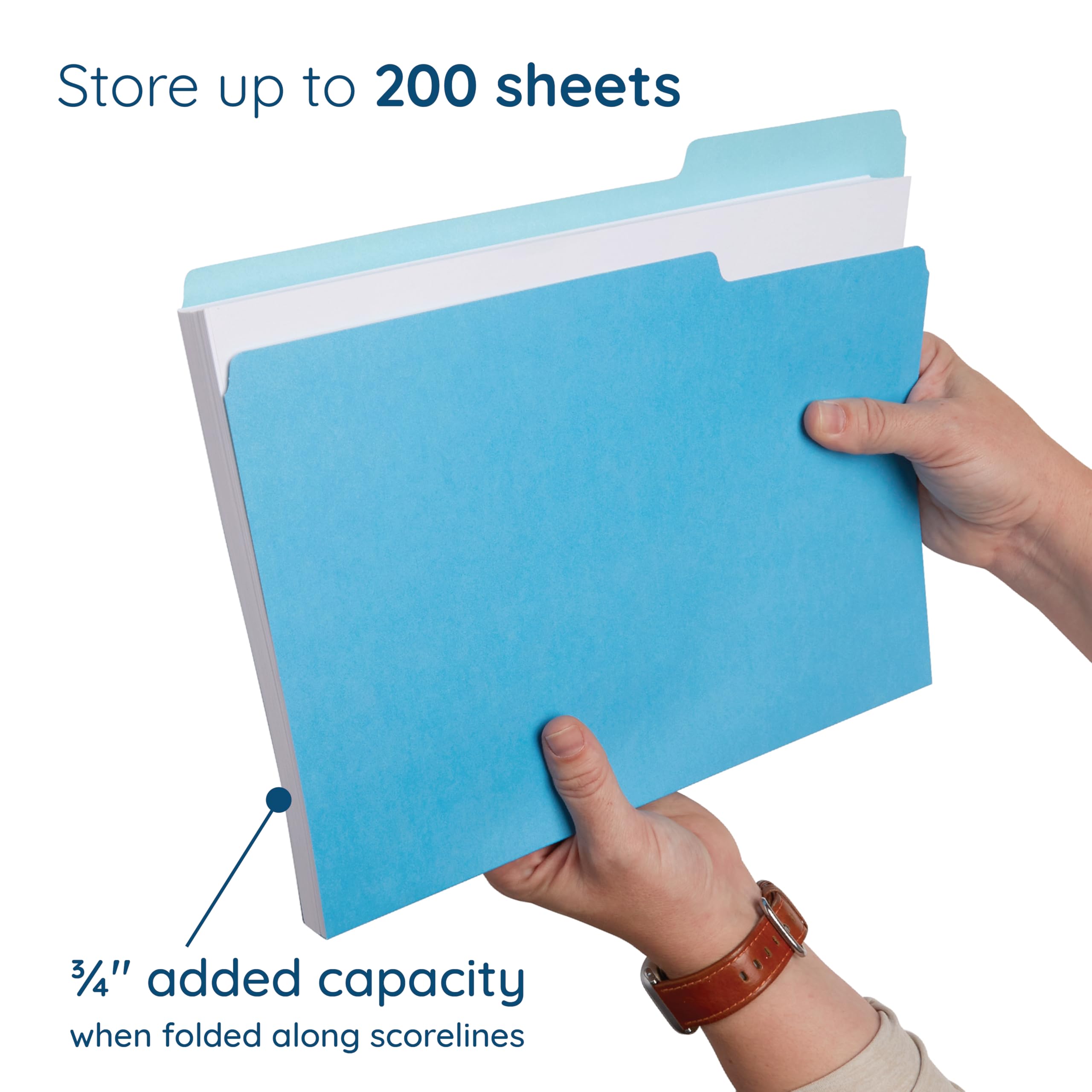Letter File Folders 100-Pack Straight Cut File Folders - Ocean Tone ...