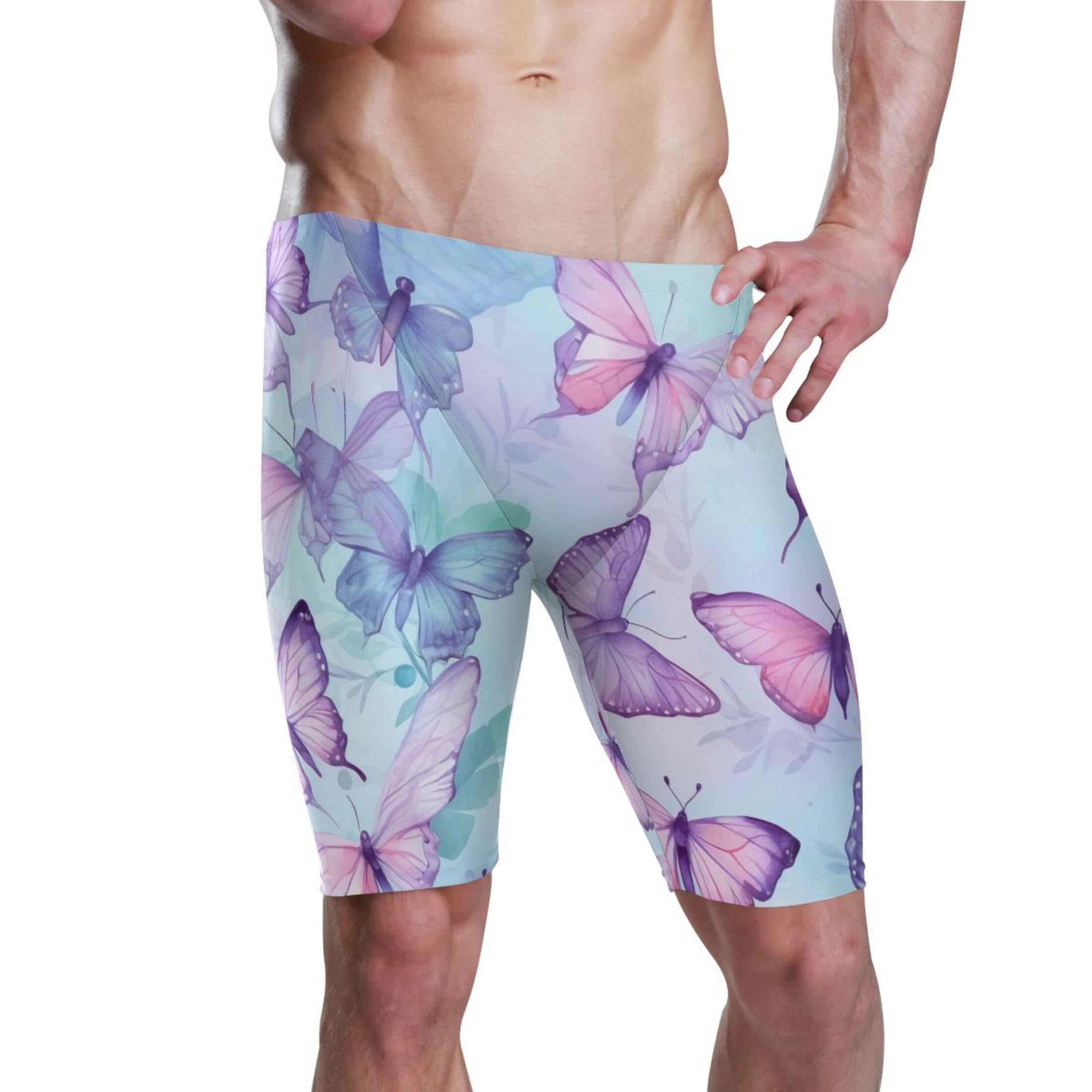 UMIRIKO Color Butterfly Swim Jammers for Men Athletic Durable S B0401677