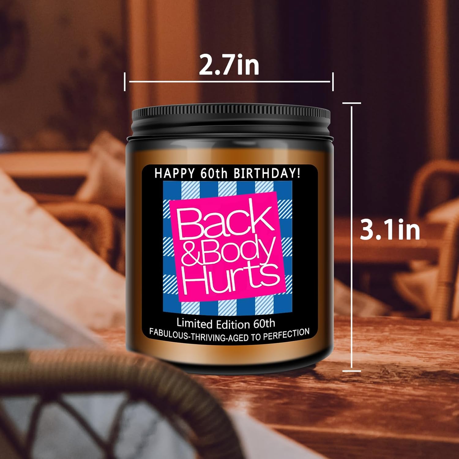 Homsolver 60th Birthday Gifts for Women Men, Happy 60th Birthday Decorations Candles Gift for Her Him, Funny 60 Years Old Ideas- Lavender Scented Candle - Image 4