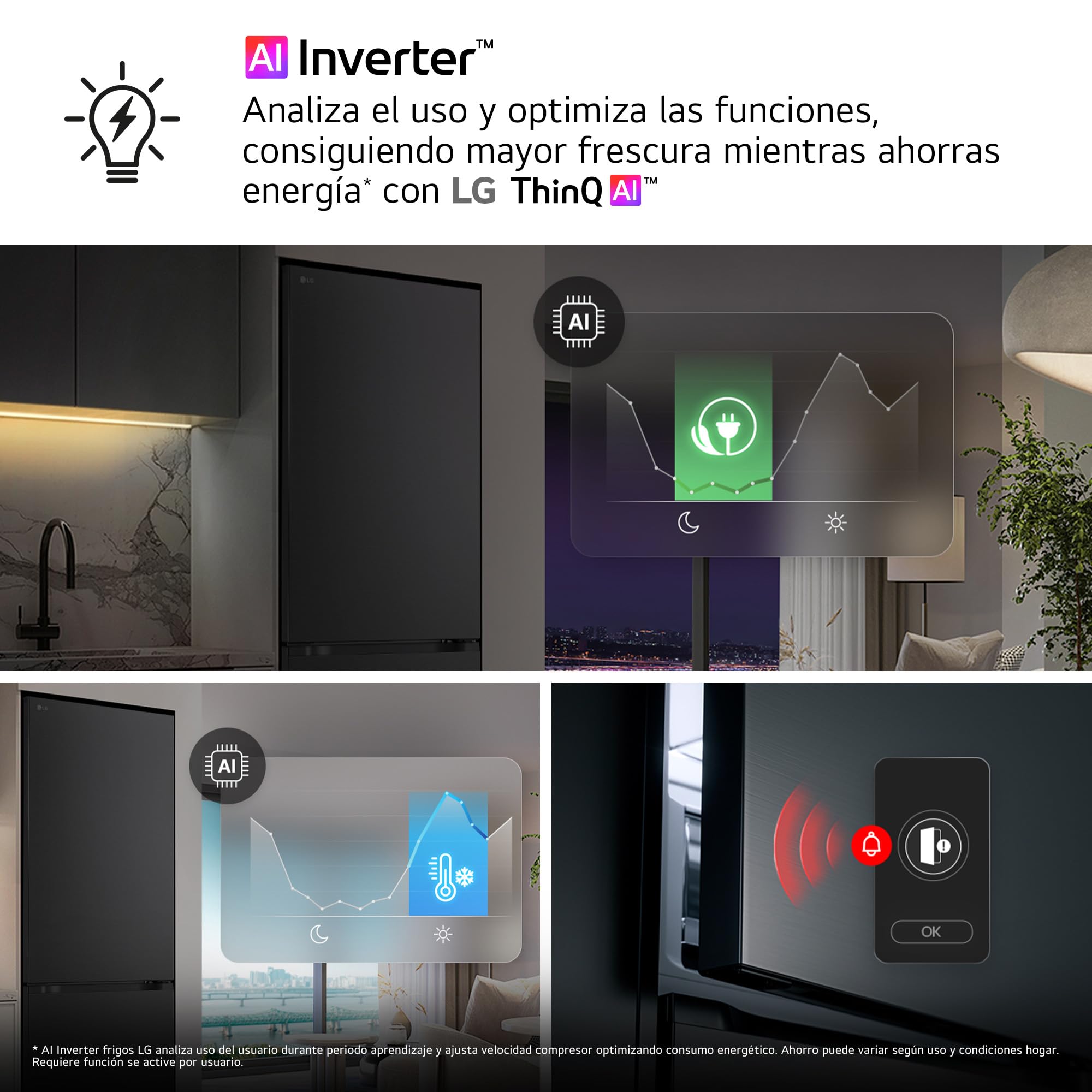 LG GBBS716AMB - Frigorífico Combi DoorCooling+, 1,86m, Clasificación A, Serie 700, Capacidad de 333l, Acero texturizado antihuellas